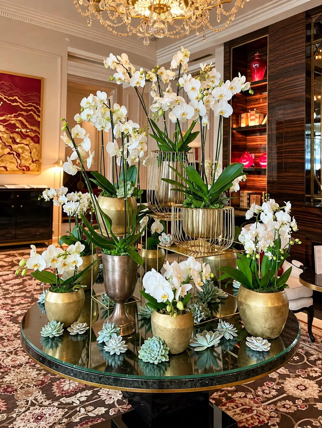 Orchidées blanches pour un espace d’accueil